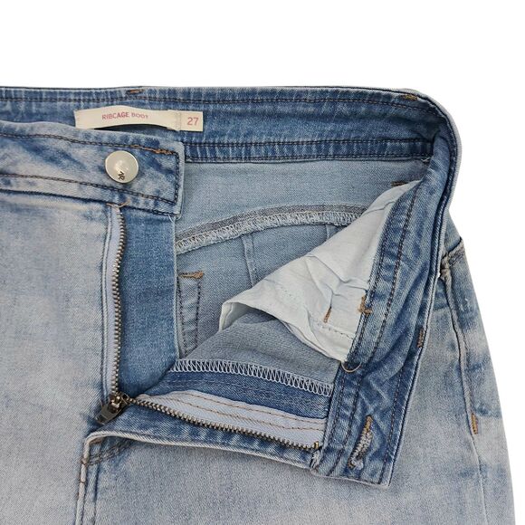 Levi's Jeans Womens 27 Blue Ribcage Boot Light Wash Stretch Ride Comfort Denim - Picture 4 of 11